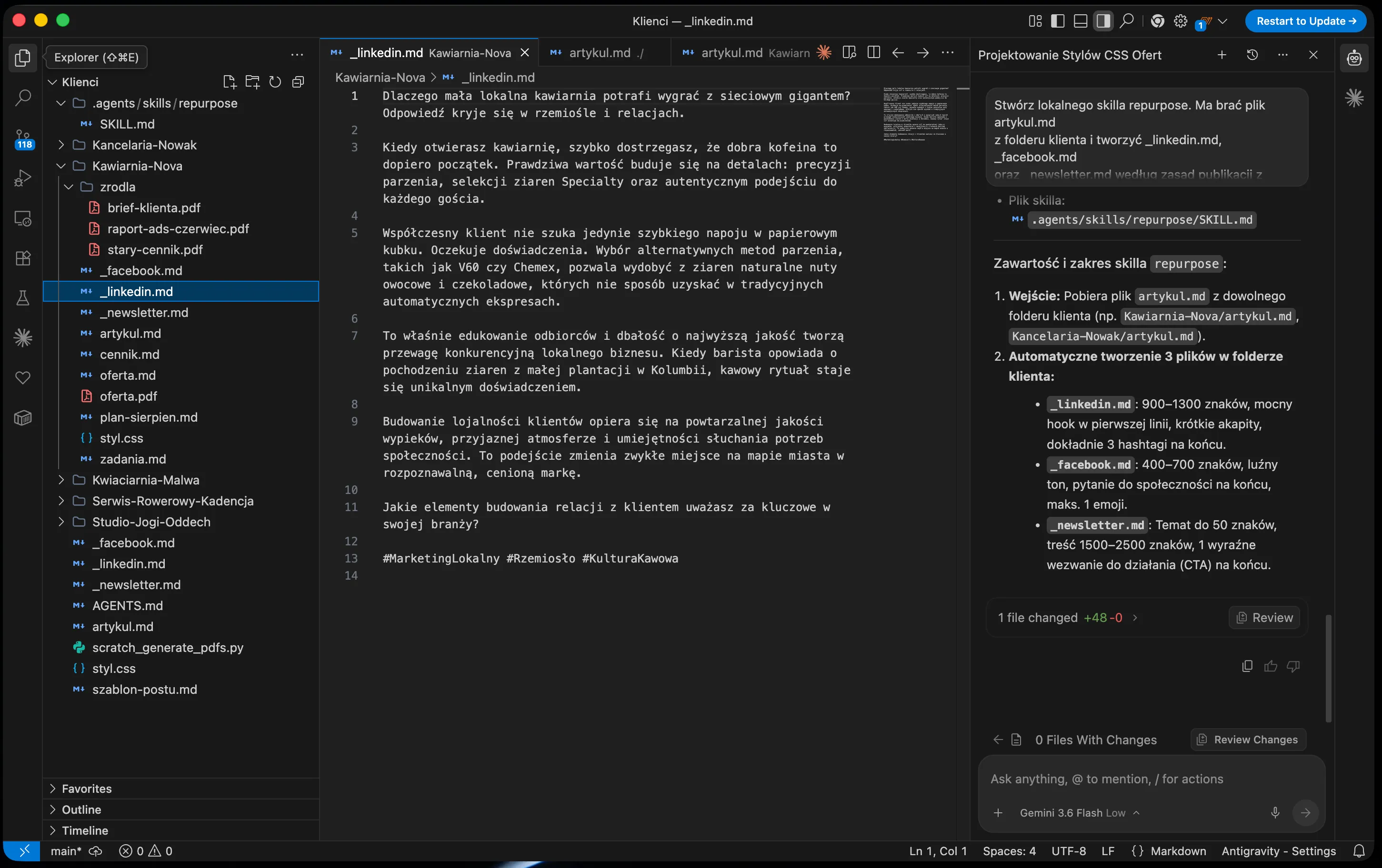 Gotowa wersja na LinkedIna w podglądzie Markdown