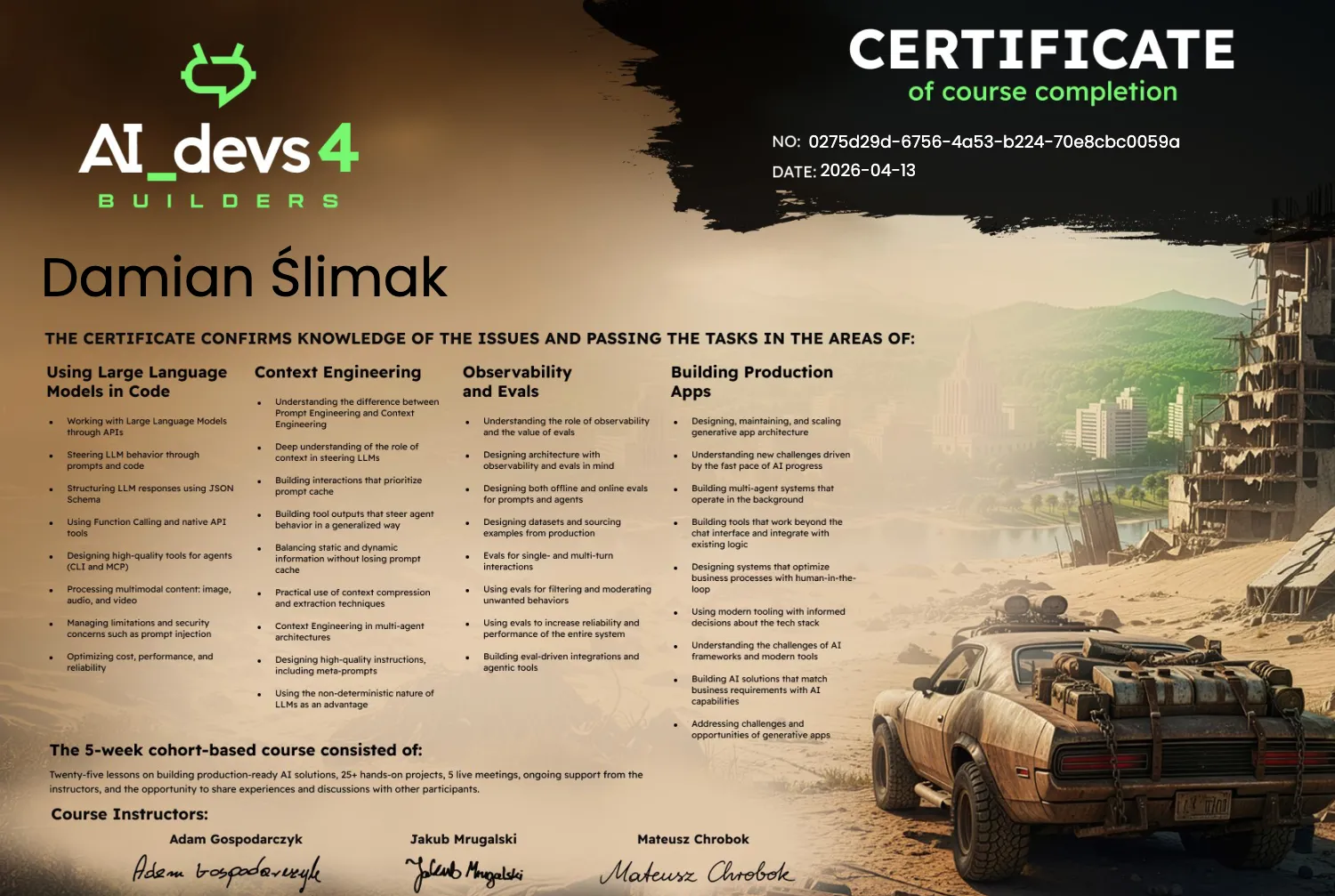 Certyfikat AI Devs 4