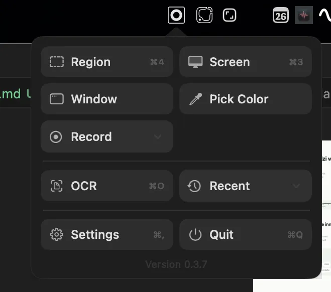 Interfejs BetterShot na macOS
