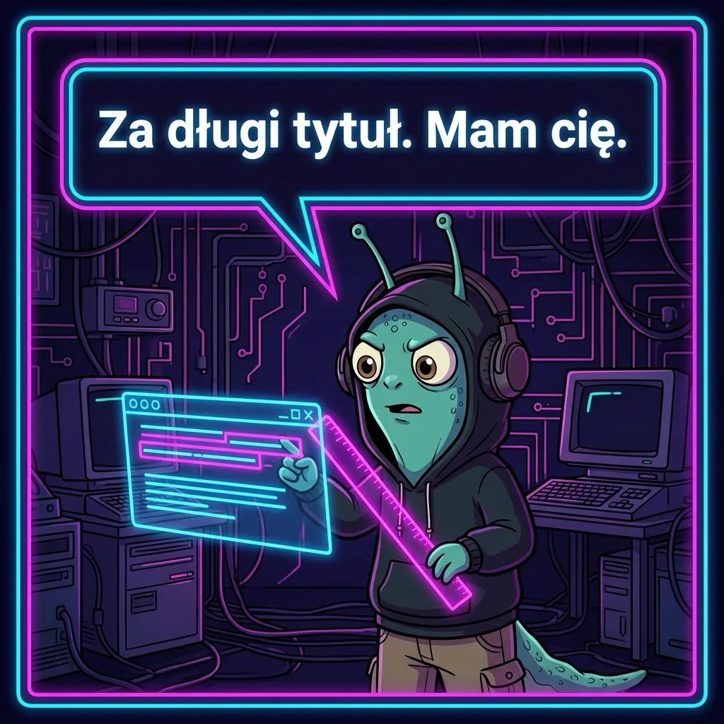 NawiSEO 2 - Wolniś mierzy linijką za długi tytuł strony