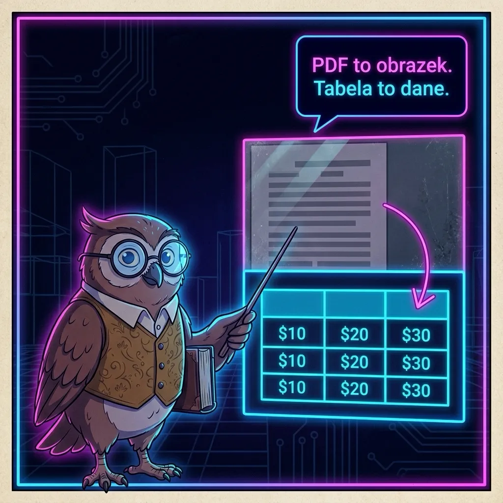 PDF to obrazek tekstu - dopiero tabela nadaje się do pracy