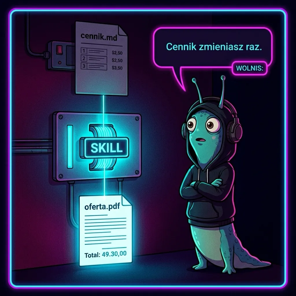 Skill z wpiętym cennikiem liczy ofertę sam